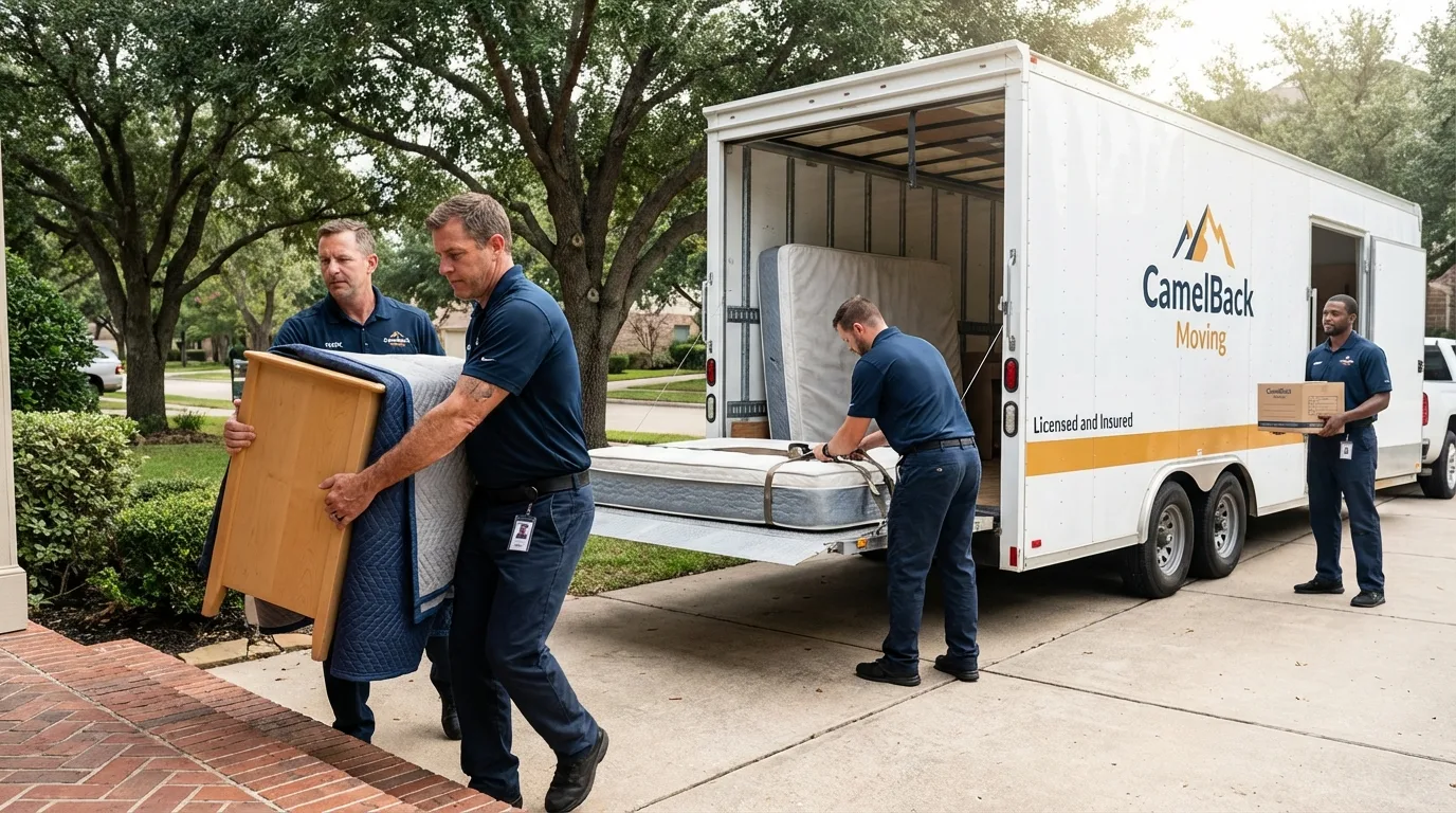 Crew loading residential truck for cross-state move from Shapleigh, ME