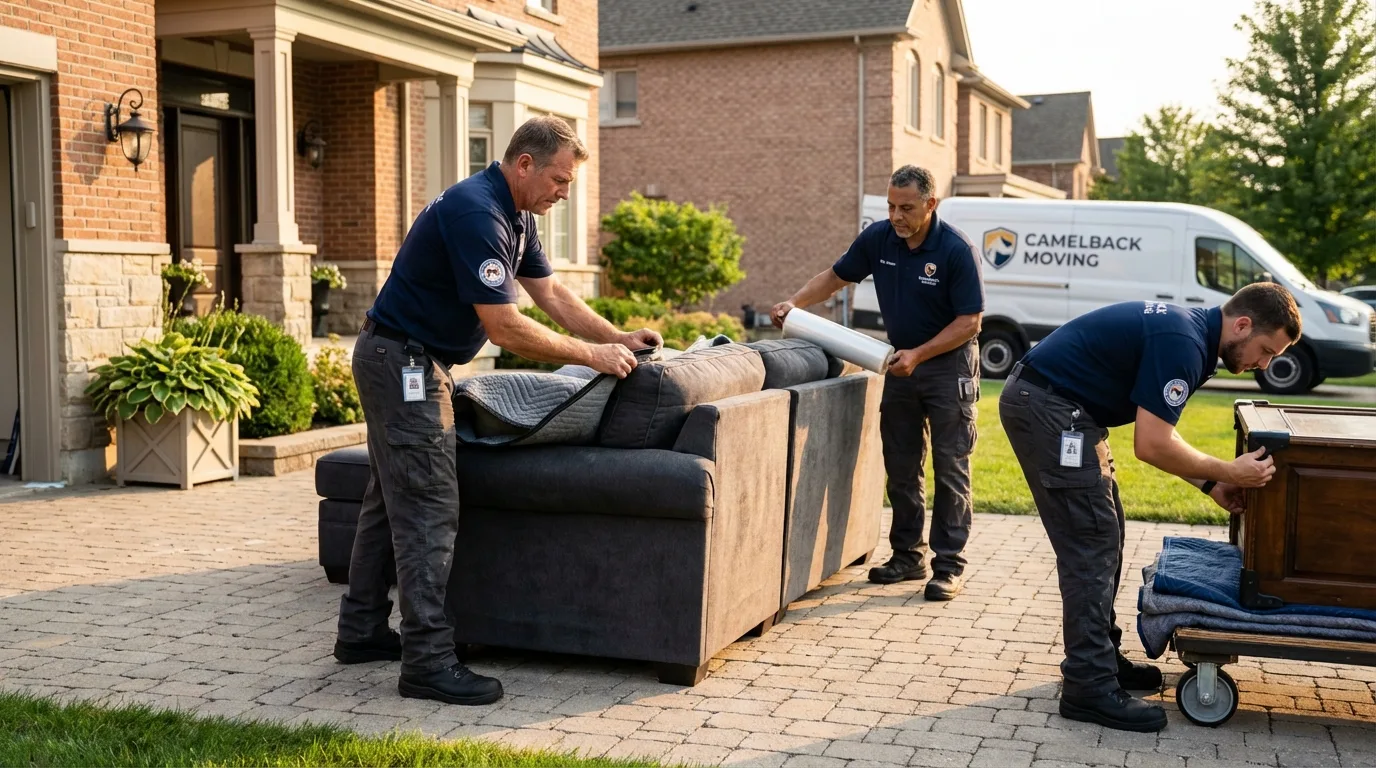 Large estate moving crew wrapping furniture in Shapleigh, ME