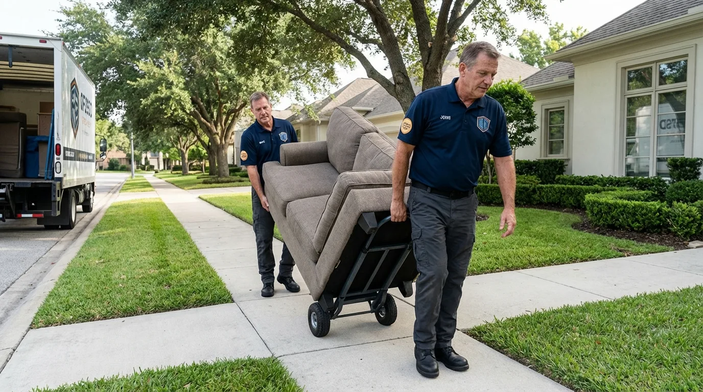 Local residential moving crew loading furniture in Shapleigh, ME